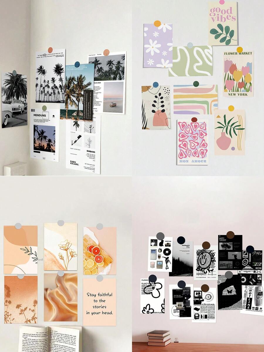 Áp phích trang trí tối giản in hoa, trang trí thẩm mỹ cho phòng ký túc xá, tường phòng ngủ, trang trí nhà cửa, bưu thiếp phong cảnh, thẻ dán tường tự làm trang trí phòng dán tường nhãn dán tường nhãn dán tường - Nhiều màu - Xem 1