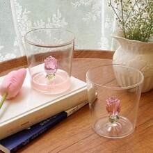 1 a 2 xícaras de vidro com decoração de animais e plantas 3D de 300ml, para café, decoração natalina. Para café, chá, vinho, bebidas quentes ou frias. Presente único de Natal, aniversário ou Dia dos Namorados. - Multicolorido - Ver 15