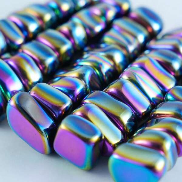 7/14pcs Rainbow Color Hematite Magnets - Asymmetrical Shaped Metal Magnets, Suitable For Kitchen, Office And Crafts