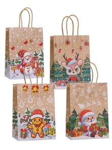 4/12/18/30 buc Pungi de cadouri din hârtie kraft de Crăciun, Ambalaj cadouri de Crăciun, Pungi de cadouri pentru petrecere de Crăciun, Ambalaje cadouri de Crăciun, Pungi tote de Crăciun, Decorațiuni de Crăciun, Pungi de cumpărături de Crăciun. Pungi de ambalare cadouri de Crăciun, Pungi de hârtie kraft, Pungi de cumpărături pentru mall, Moș Crăciun, Brad de Crăciun, Reni, Fulg de zăpadă, Pungi de hârtie kraft imprimate cu elemente de Crăciun cu omuleț de turtă dulce, Crăciun 2026