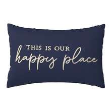 1/2 件圣诞装饰枕套，''这是我们的快乐之地'' 印花海军蓝色靠垫套，适用于客厅和卧室圣诞装饰，30x50 单面印花涤纶抱枕套，沙发家居装饰，无枕芯 - 彩色 - 查看 10