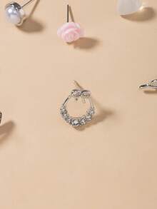 30pcs/Set Cute Bow, Flower, Heart, Shell, Rhinestone Stud Earrings, Fashionable Multi-Style Metal Faux Pearl Jewelry Gift Set For Women, Suitable For Daily, Holiday, Casual Wear - Silver - View 5