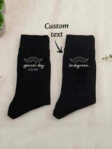 Personalized Custom Black Socks Special Socks For A Special Walk Socks Groom To Be Wedding Day Engagement Decoration Bachelor Party Bach Weekend Dad Gift Present,School Supplies,Back To School - Multicolor - View 2