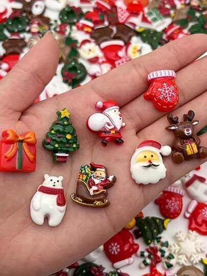 Zestawy ozdób świątecznych, zestawy zawieszek z płaskim dnem, w tym bałwany, renifery, Święty Mikołaj i choinki, idealne do majsterkowania i dekoracji świątecznych. Dekoracje do domu, dekoracje świąteczne, dekoracje pokoju, zima