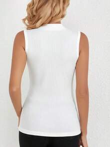 Blusa  Gola Alta Feminina Blusinha Básica Casual Elegante moda feminina - Branco - Visão 2