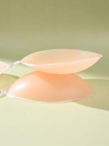 1 Pair Apricot & Pink 2 Color Options Sticky Backless Strapless Bra, Reusable Soft Silicone Bra With Nipple Cover, Oval Yoga Running Sports Party Swimming Chest Fixing Gather Lift Function Silicone Material, Super Strong Silicone Invisible Bra, Wedding Bra, Women Summer Underwear