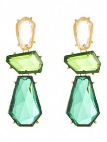 ZAA Retro Resin Earrings, 2025 New Retro Color Resin Earrings Asymmetrical Exaggerated Transparent Resin Inlaid Earrings