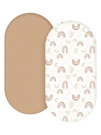 婴儿摇篮床单 2 件装，男女宝宝通用摇篮床笠，柔软透气，男女通用迷你婴儿床垫床单，适用于 33 英寸 x 17 英寸摇篮（彩虹色）