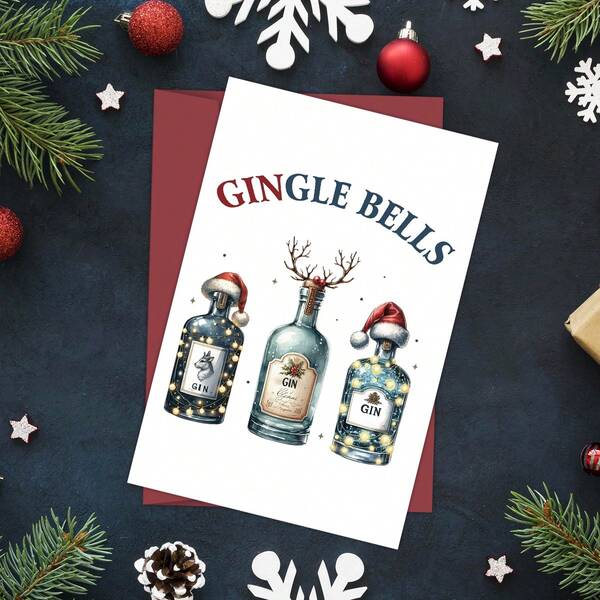 1pc Gingle Bells Greeting Card, Cartoon Designs Merry Christmas Funny Greeting Card, Includes Envelopes For Many Occasions Such As Christmas, Birthdays, Etc. Suitable For Everyone