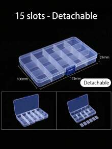 10/1 pièce Boîte carrée en plastique transparent, boîte de rangement pour perles, boucles d'oreilles, bouchons d'oreilles, boutons et plus