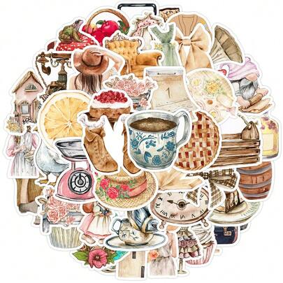 50 adesivos estéticos de grafite - decalques decorativos à prova d'água para copos de água, telefones, computadores, cadernos, artigos de papelaria e artesanato faça você mesmo, adesivos artísticos criativos para decoração e colagem