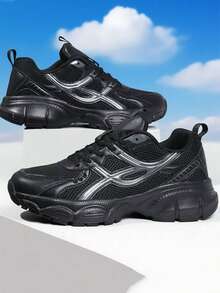 Zapatillas deportivas informales para adolescentes, estudiantes universitarios, zapatos para correr, baloncesto, entrenamiento, senderismo, con suela antideslizante y resistente al desgaste - Negro - Ver 14