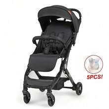Portable Baby Stroller One-Hand Folding Pushchair W/Adjustable Backrest - Black - View 1