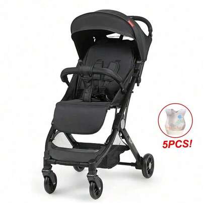 Portable Baby Stroller One-Hand Folding Pushchair W/Adjustable Backrest