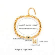 1件新款时尚镶钻锆石字母眼睛不锈钢链手链，女士 - 金黃色微鑲 - 查看 2