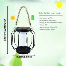 1 pieza Farol metálico con energía solar de 20 a 60 cm, estilo vintage, asa de cuerda, brillo cálido. Ideal para Navidad, Halloween, Pascua; fiestas de jardín, bodas, barbacoas; patio, porche, rincón interior; primavera, verano. Decoración colgante.