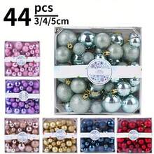 44pcs/Set 3/4/5cm Christmas Festival Celebration Decoration Pendant, Christmas Tree Window Decoration Christmas Ball Pendant, Christmas, New Year And Wedding Decoration Props Pendant, Suitable For Indoor And Outdoor Use Home Decor Christmas Decorations Room Decor Winter Christmas Decorations Home Christmas Gifts Christmas Decor - Multicolor - View 2