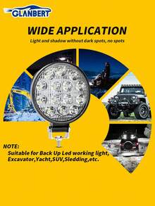 GLANBERT 4.5" LED Round Light Bar 9-30V External Lamp For SUV, Truck, Car, Motorcycle