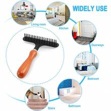1pc Handheld Rake Metal Thick-Haired Pet Comb & Carpet Revitalizer - Dual-Use Tool For Pet Grooming Comb & Shag Rug Beautifier (4.3'' Wide, Heavy-Duty Carpet Rake, Multi-Surface Debris Remover, Home Refresh Essential) - Multicolor - View 9