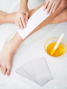 50/100片一次性脱毛蜡纸 - 面部、眉毛、腿部、身体和比基尼部位无痛脱毛！（学校适用） - 白色 - 查看 9