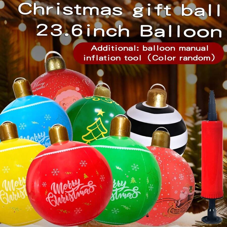 بالون عملاق أحمر بقياس 60 سم للكريسماس مزين برسومات مثل "عيد ميلاد سعيد"، "شجرة عيد الميلاد"، "بابا نويل"، إلخ. كرة الزينة الهدية مزودة بمضخة بقياس 16.5 سم، وهي مناسبة جدًا لتزيين عناصر الجو في حفلات أعياد الميلاد، حفلات الزفاف في عيد الميلاد، الحدائق، الأفنية وغيرها من المناسبات ديكور المنزل زينة عيد الميلاد ديكور الغرفة الشتوي