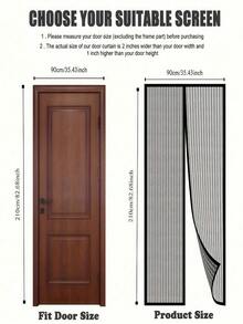 防蚊门窗磁性软帘，防蚊门帘磁性自动关闭网门通风隐形网状防蝇虫防尘纱窗，带磁性扣件，方便通风 - 彩色 - 查看 1