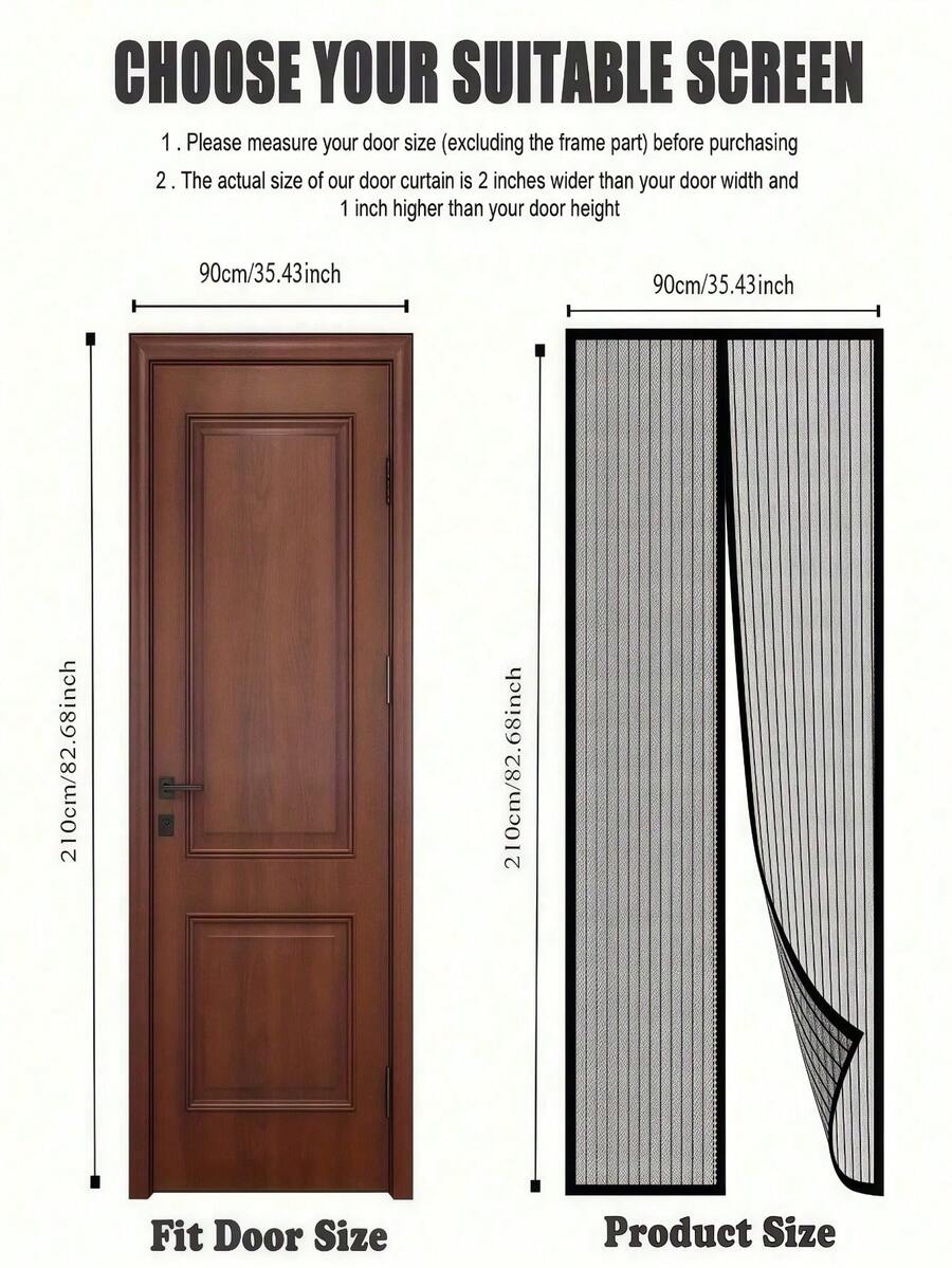 防蚊门窗磁性软帘，防蚊门帘磁性自动关闭网门通风隐形网状防蝇虫防尘纱窗，带磁性扣件，方便通风 - 彩色 - 查看 1