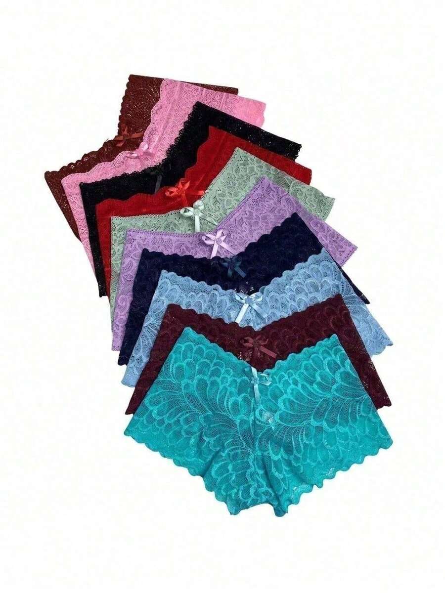 KIT 5 - Lace Briefs, Luxury Tanga Shorts, Sexy, Comfortable, Women's - 彩色 - 查看 1