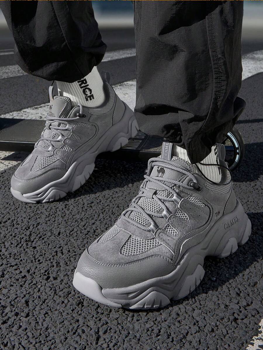 CAMEL CROWN Giày thể thao thường ngày cho nam, giày thể thao cổ điển dáng rộng thời trang xuân hè, giày thể thao thường ngày đế dày tăng chiều cao. - Tro núi lửa - Xem 1