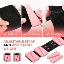 2pcs 1lb/453.59g Adjustable Wrist & Ankle Weights, Silicone & Iron Material, No Charging Or Battery Needed, Suitable For Strength Training, Home Fitness, Running And Yoga