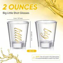 2 Pcs Sorority Big Little Shot Glasses With Thick Base Big Little Sorority Gifts 2 Oz Tequila Shot Glasses CupsRed