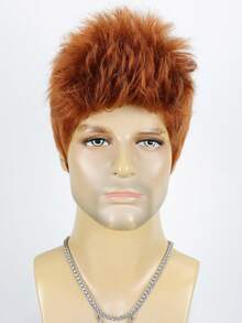 男士短假发 6 英寸 男士短款自由分缝时尚假发 蓬松逼真自然头套 合成假发 适合日常或分缝佩戴 四季皆宜 - 鏽棕色 - 查看 4