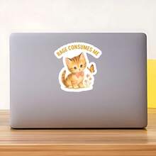 1 miếng dán hình mèo con giận dữ buồn cười Rage Consumes Me, miếng dán vinyl hài hước về sức khỏe tâm thần, quà tặng động vật dễ thương, miếng dán ốp lưng điện thoại hình chai nước máy tính xách tay châm biếm, phụ kiện hoàn hảo cho mọi người muốn thể hiện sự hài hước và thái độ hỗn loạn của mình trước những thử thách của cuộc sống - Nhiều màu - Xem 9