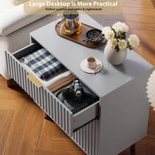 Meiyiu 3 Drawer Dresser For Bedroom, Fluted Modern Nightstand With Deep Drawers, Chest Of Drawers With Wide Top, Wooden Dresser Organizer, Side Table For Living Room, Hallway, Kids Room - 灰色 - 查看 5