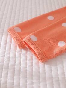 Autumn/Winter Baby Girls' Round Neck All-Over Allover Print White Polka Dot & Gray Cartoon Elephant Long Sleeve Footie Jumpsuit - Orange - View 7