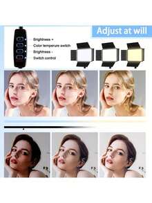 1.1米可调节三脚架LED方形柔光箱灯，三色灯光，适用于摄影棚照明、视频照明、摄影LED面板灯 - 1.1M支架+扇葉燈 - 查看 7