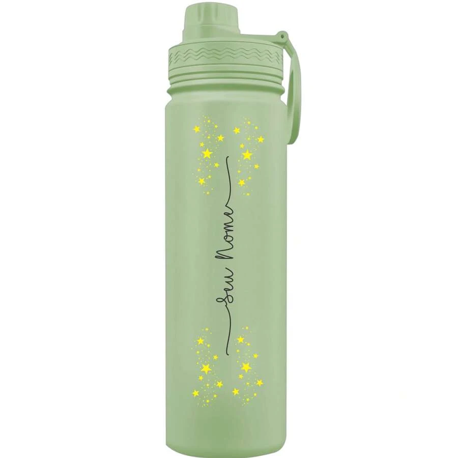 Fresh Thermal Bottle With Personalized Stars Handle With Name - Pistachio Green - View 1