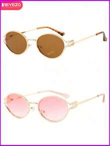 Retro Oval Fashionable Eyeglasses, Designer Metal Frame Eyewear, 2025 New Narrow Geometric Eyeglasses, Compact Design. Women's Asymmetric Rectangular Fashionable Eyeglasses And Beach Accessories. Basic Eyeglasses And Women's Summer Essentials, Suitable For Work And Casual Outfits. Perfect Gift For Summer Beach Vacation, Outdoor Trip, And Travel. Retro Square Frame Eyeglasses, Suitable For Outdoor, Back To School Outfits. Oval Frame - Multicolor - View 20