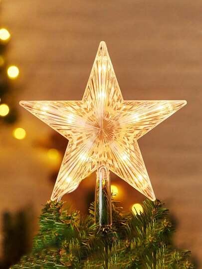 1 peça-Topper de árvore de Natal em forma de estrela para interior, estrela, luzes decorativas brancas quentes para festa de Natal, restaurante, loja de departamentos, ano novo, Natal