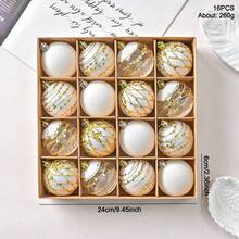 16 قطعة زينة كرات عيد الميلاد لشجرة عيد الميلاد، كرات زينة لا تنكسر معلقة على شجرة عيد الميلاد، كرات بلاستيكية بالجملة لزينة شجرة العطلات، مع سلسلة معلقة، مناسبة لشجرة عيد الميلاد وحفلات عيد الميلاد وديكور المنزل، (أحمر - ذهبي وردي - أبيض)