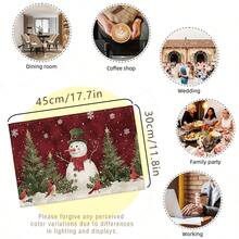 Christmas Santa Claus & Snowman Linen Placemats, Heat Insulation Pads, Food Mats, Restaurant Supplies, Restaurant Decor, Outdoor Picnic Mats, Holiday Gifts, Suitable For Restaurant, Kitchen, Outdoor, Picnic, Holidays
