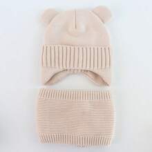 Knitted Baby Bear Ears Hat Scarf Set Thermal Lined Toddler Kids Hats Soft Knit Beanie For Infant Boys Girl Warm Winter Hat Caps - Bear Ear Scarf Two Piece Set - View 11