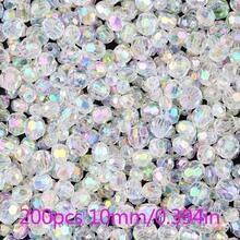 Mărgele acrilice ovale, culoare AB, albe, transparente, tăiate, 8 mm/10 mm, 200 buc/400 buc, potrivite pentru brățări împletite DIY, coliere, cercei, bijuterii, accesorii de păr/accesorii pentru încălțăminte/îmbrăcăminte/ornamente, materiale decorative, mărgele decorative