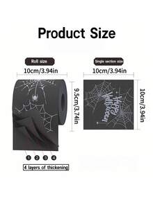 4 szt./1 szt. Czarny papier toaletowy z motywem pajęczyny na Halloween, limitowana edycja Dark Web, zabawny i nowatorski papier toaletowy, dekoracja łazienki, prezent-żart, parodia kreatywności, estetyczny design w stylu horroru, papier bibułkowy w tematyce imprezowej, wyjątkowy prezent, dekoracja na Halloween