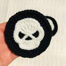 onEternal 2pcs Halloween Skeleton Handmade Crochet Cup Mats, Car Interior Decor