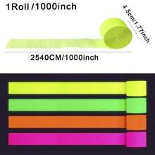 2/4/8/12pcs, 1000inch/Roll UV Neon Streamers Crepe Paper Glow Party Supplies And Decorations Fluorescent Neon Garland Paper Streamers Glow In The Dark Streamers Blacklight Party Decorations - For Wedding, Birthday, Neon Party, Carnival Party, Prom Dance, Party Photography, Back To School Valentine Day