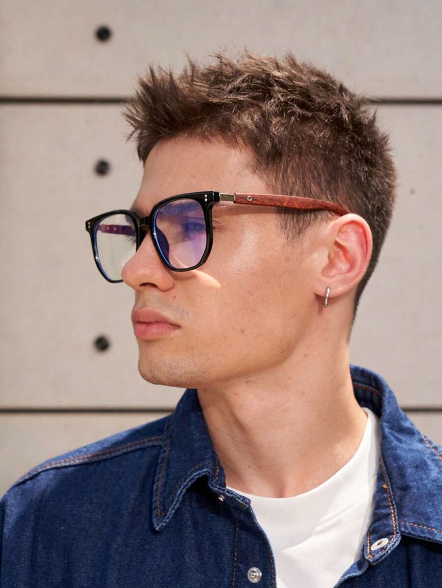 1 pieza Gafas con montura negra de estilo clásico, casual y elegante, diseño minimalista de moda, adecuado para todas las estaciones - Multicolor - Ver 1
