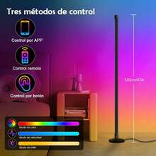 Lámpara de Piso Inteligente Bluetooth LED RGB: Versátil para Sala de Estar y Dormitorio, Creación de Ambiente de Bar / Ayuda de Inmersión en Juegos, Lámpara Decorativa Simple e Indirecta de Colores - LED RGB+IG - Ver 7