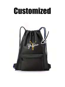 Customizable Name Drawstring Backpack - Personalized DIY Letters/Logo/Patterns, Soft Shell With Fitness Pockets, Adjustable Drawstring Closure,Sports Bag, Swimming Bag, Gym Bag, After School Club Bag Multi-Functional