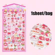 1 Sheet Sticker, Sweet Sugar Party Series, Delicate And Cute 3D Stickers, Used To Decorate Photo Frames, Computer And Phone Cases, Headphones, Water Cups, Junk Magazines, Pencil Cases, Desktop Decorative Stickers, Back-To-School Season Stickers, School Supplies